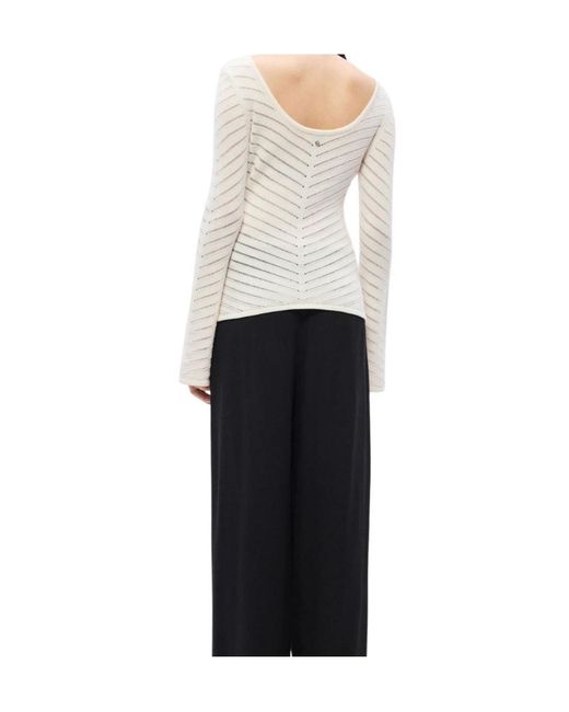 Boss White Chevron-Pattern Blouse