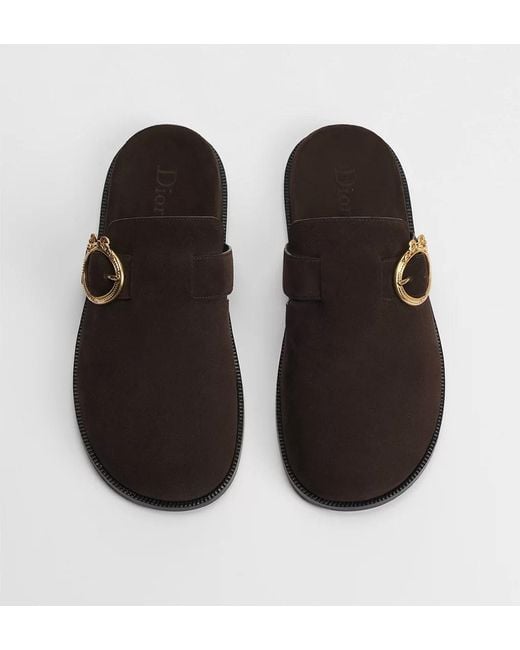 Dior Brown Médaillon Buckle Mule