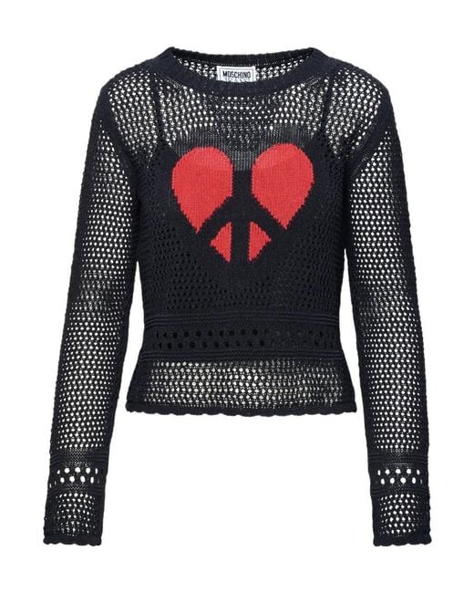 Moschino Blue Jeans Crewneck Crochet-Knit Jumper