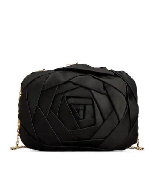 Roger Vivier Black Rose-Motif Chain Mini Bag