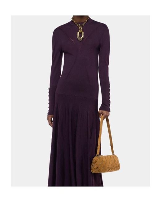 Rabanne Purple Button-Cuff Knitted Sweater