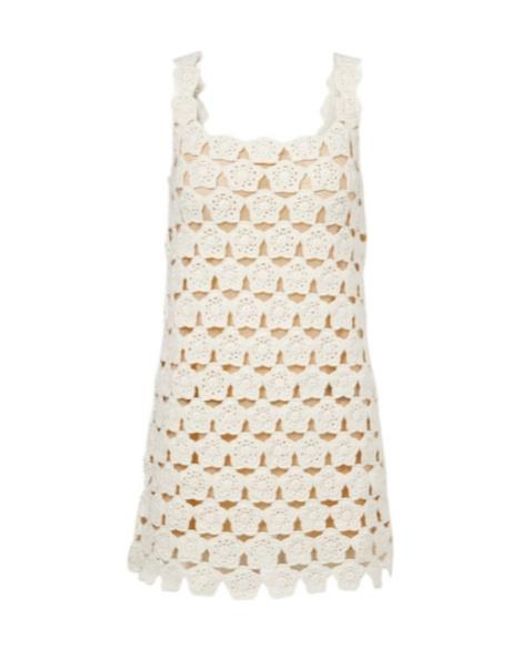Staud Natural Hoya Floral Crochet Cotton Minidress