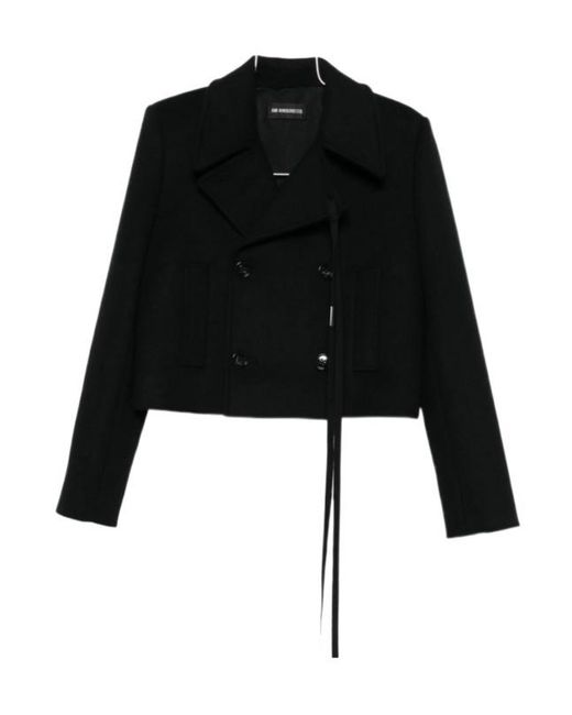 Ann Demeulemeester Black Double Breasted Strap Detailed Jacket