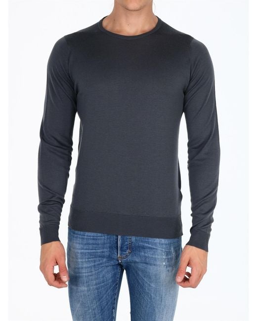 John Smedley Blue Lundy Crew Neck Knitwear for men