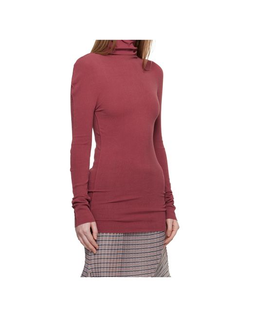 Issey Miyake Red High-Neck Long-Sleeved Knitwear