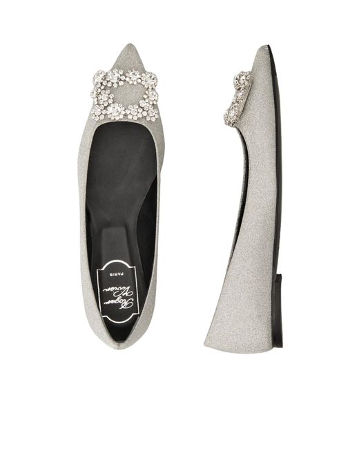 Roger Vivier White Logo Ballet Shoes