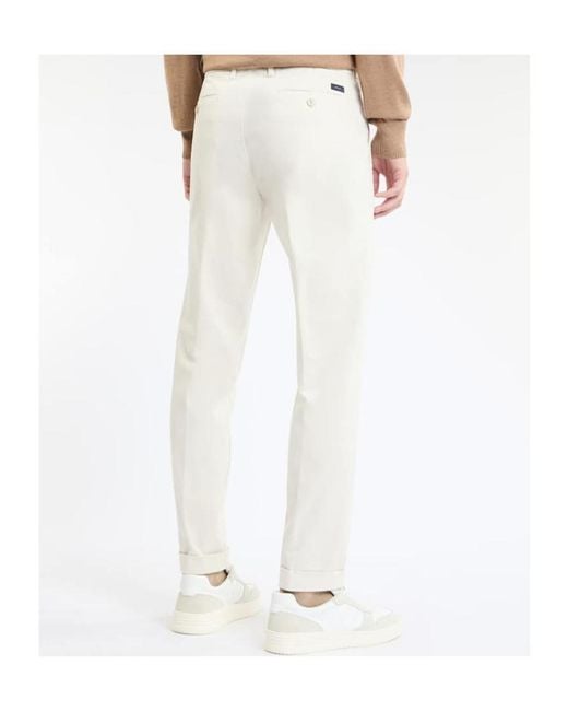 Fay White Slim-Cut Tailored Trousers for men