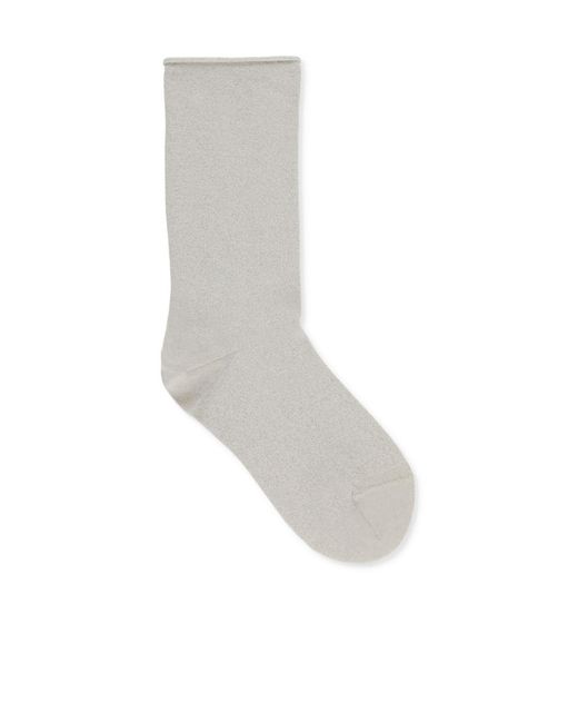 Brunello Cucinelli White Metallic Knitted Socks