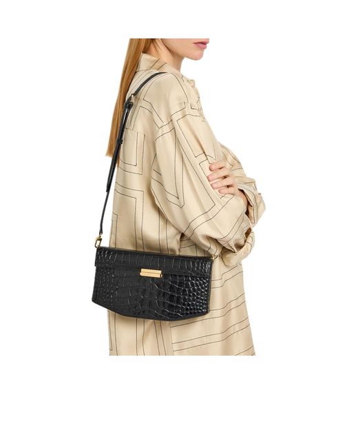 Totême Black Crocodile-Embossed Leather Shoulder Bag