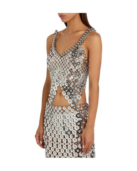 Rabanne Gray Disc Link Metal Cropped Top