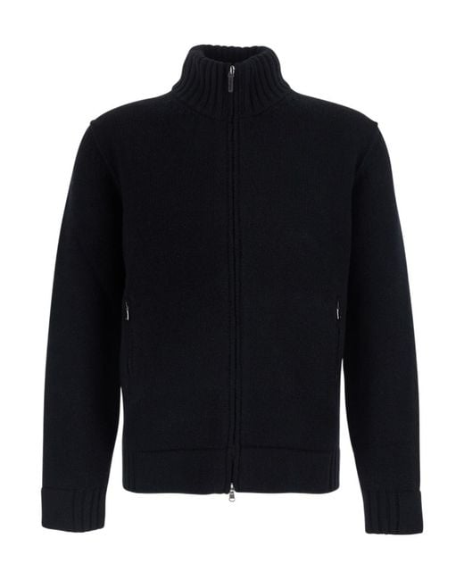 Kangra Cashmere Blue Long-Sleeve Zip-Up Cardigan for men