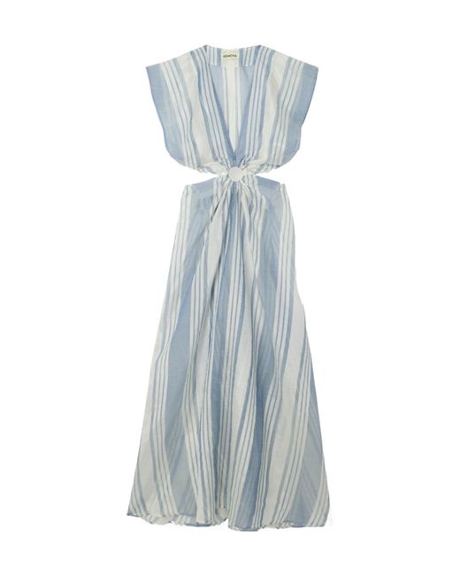 Admona Blue Striped Mesh Maxi Dress