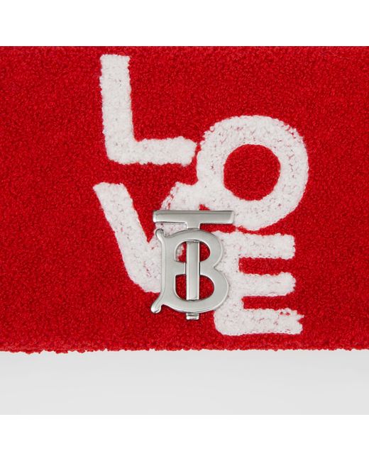 Burberry Red Mini Lola Love-Motif Towelling Bag