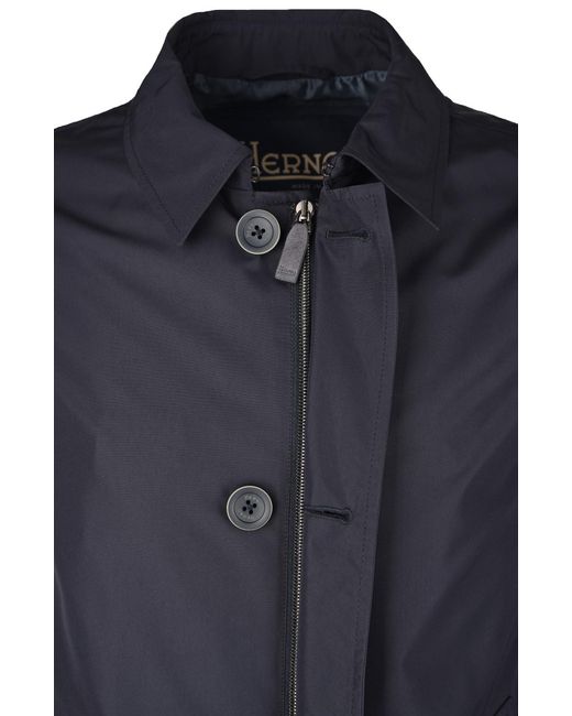 Herno Blue Single-Breasted Buttoned Shirt Coat for men