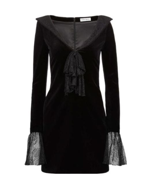 Nina Ricci Black Bow Embellished Velvet Mini Dress