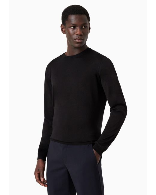 Giorgio Armani Black Crewneck Long-Sleeved Jumper for men