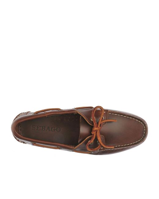 Sebago Brown Docksides Portland Waxed Boat Shoes