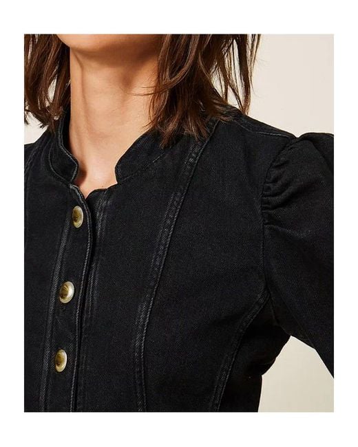 Twinset Black Single-Breasted Denim Jacket