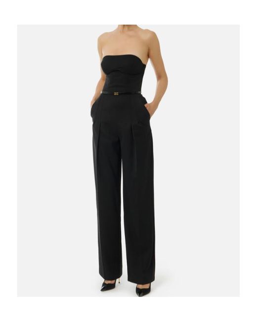 Elisabetta Franchi Black Bandeau Belted Jumpsuit