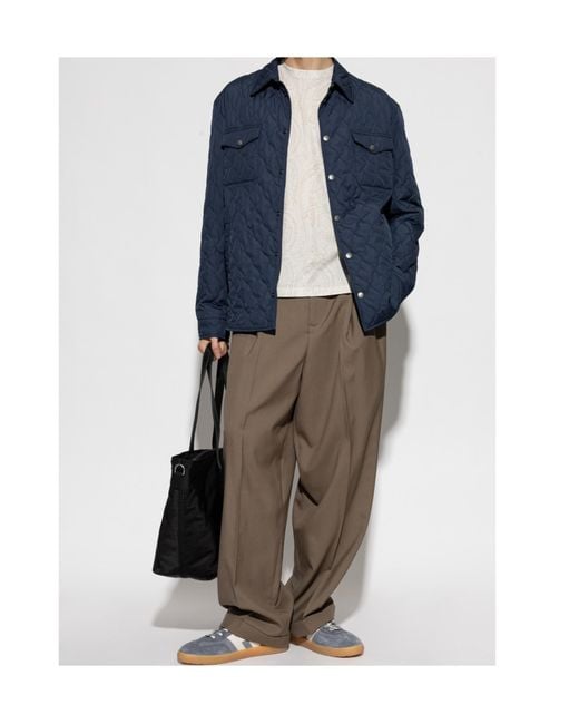 Etro Blue Quilted Snap-Button Jacket for men