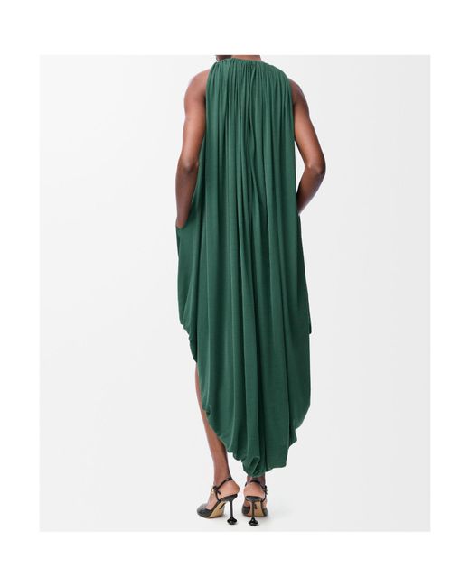 Loewe Draped Crystal-Bow Asymmetric Dress in Green | Lyst