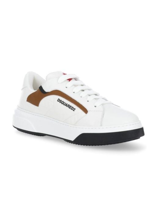 DSquared² White Logo Printed Lace-Up Sneakers for men