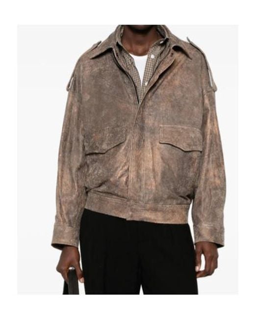 Giorgio Brato Brown Long-Sleeve Leather Jacket
