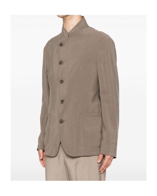Emporio Armani Brown Button-Fastening Jacket for men
