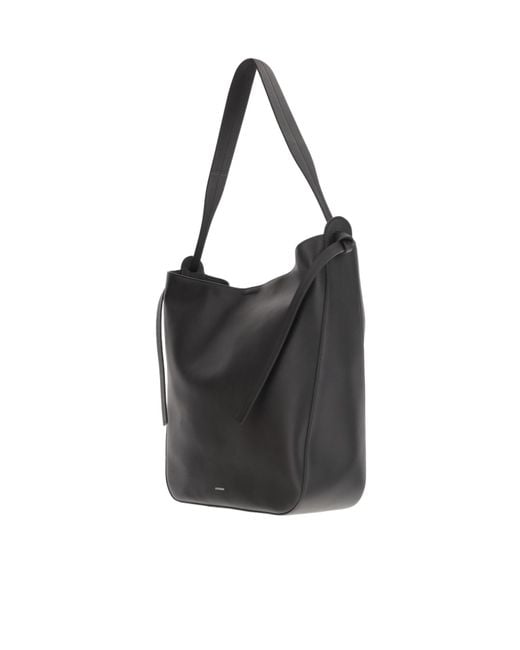Jil Sander Black Logo Printed Shoulder Bag
