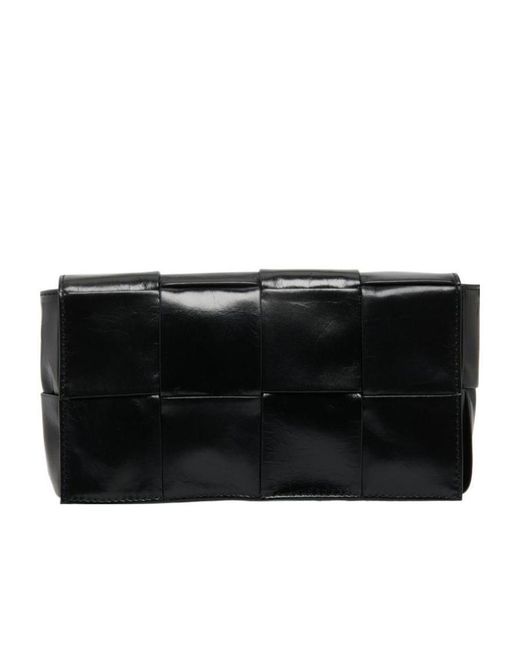 Bottega Veneta Black Logo Logo Flip Shoulder Bag for men