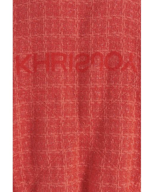 Khrisjoy Red Tweed Drawstring Hood Jacket