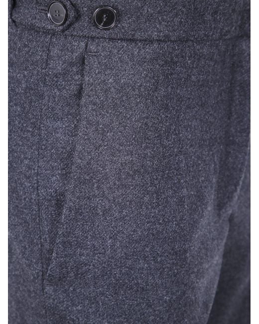 DARKPARK Blue Button-Fastening Wool Pants
