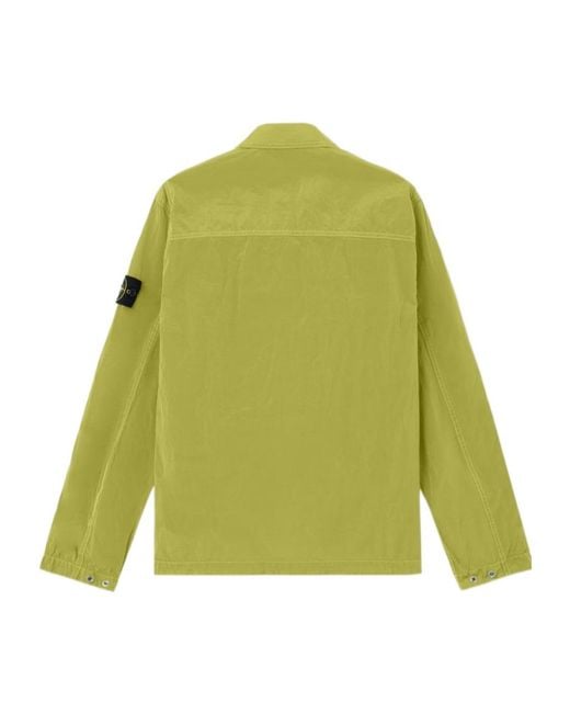 Stone Island Green Zip-Up Regular-Fit Overshirt for men