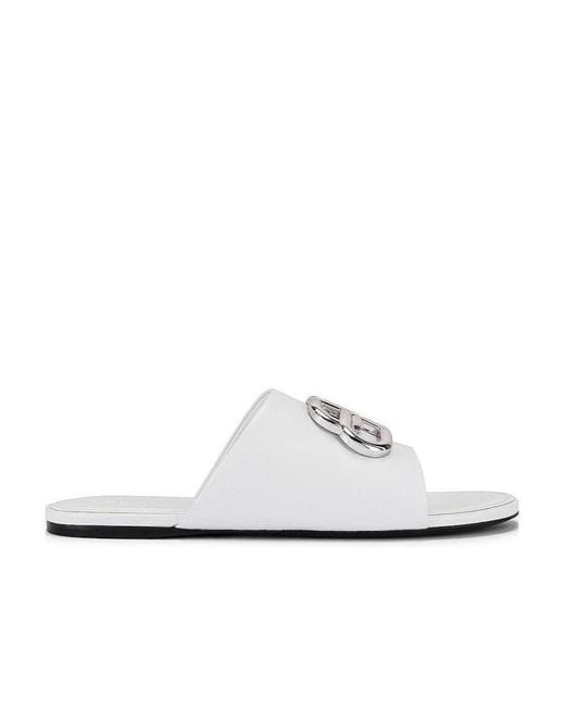 Balenciaga White Bb Buckle Sandals