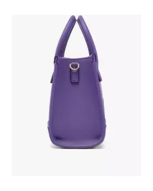 MCM Purple Logo-Embossed Leather Tote Bag