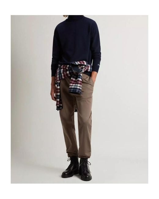 Woolrich Blue Lambswool Turtleneck Sweater for men