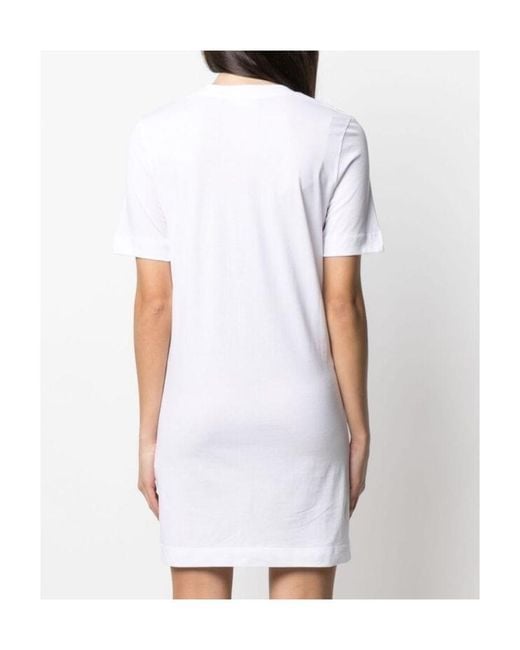 Moschino White Logo Print Cotton T-Shirt Dress