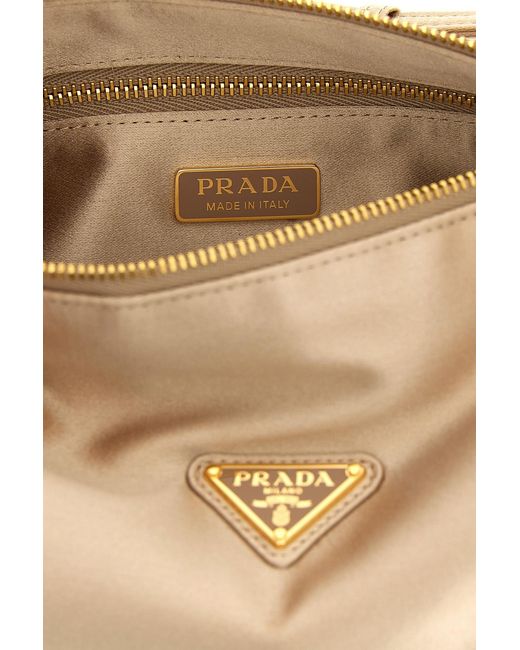 Prada White Triangle Logo Shoulder Bag