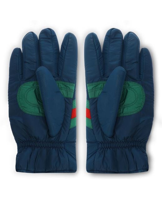 Gucci Blue Quilted Thermal Gloves