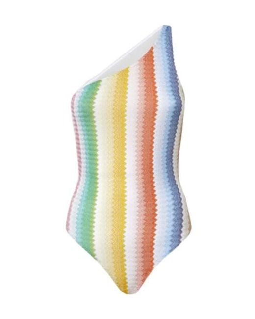 Missoni White One-Shoulder One-Piece Swimsuit With Dégradé Zigzag Pattern