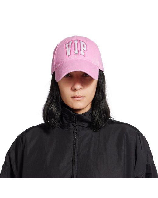 Balenciaga Pink Vip Teamp Logo Distressed Cap