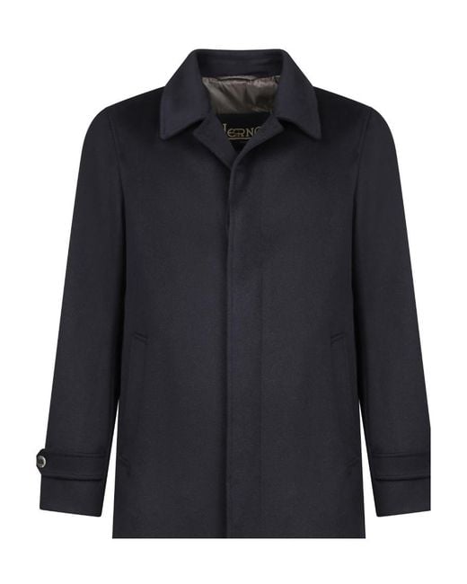 Herno Blue Concealed Fastened Coat for men