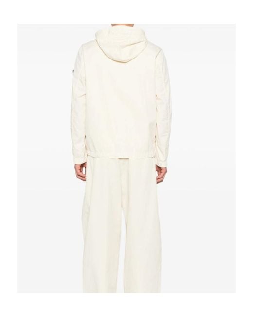 Stone Island White Zip-Up Hooded Jacket for men