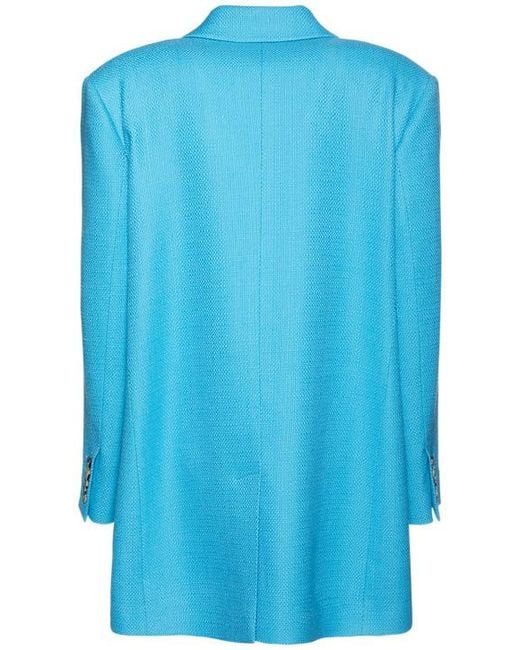 GIUSEPPE DI MORABITO Blue Textured Wool Oversize Blazer