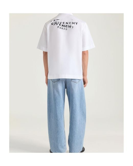 Givenchy White Stamp Printed Short-Sleeved Shirt for men