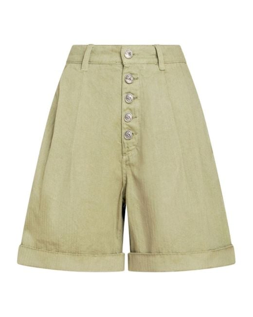 Etro Green Chevron High-Waist Bermuda Shorts