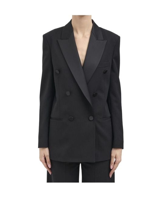 Dondup Black Double-Breasted Blazer