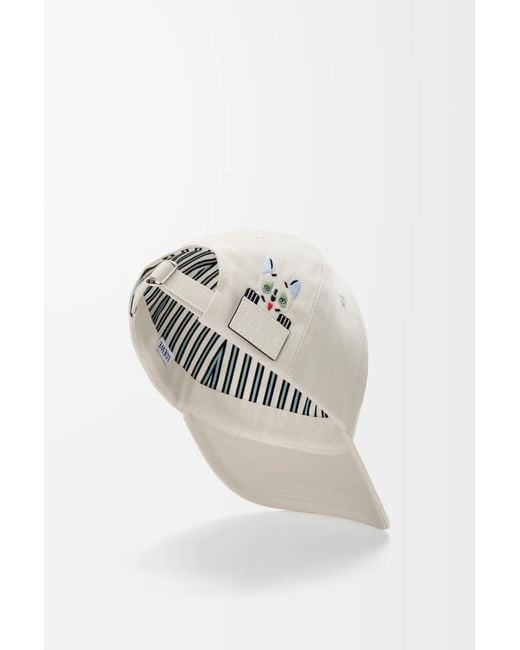 Loewe White Futurist Cat Embroidered Baseball Cap