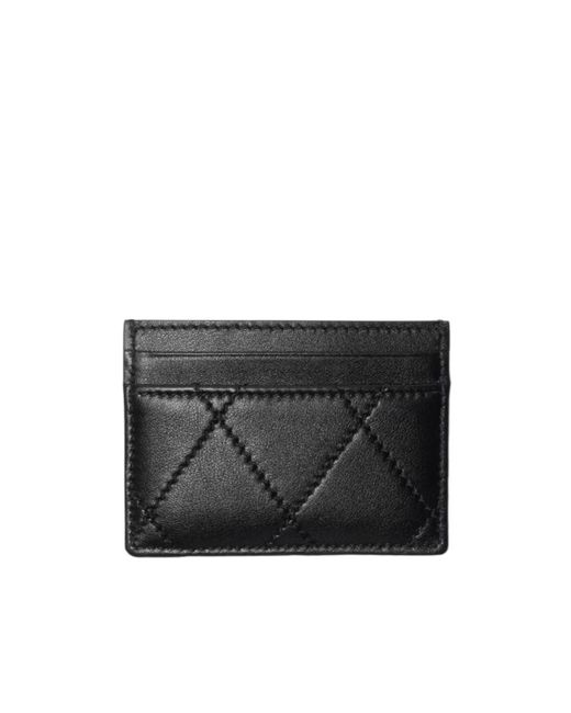 Burberry Black Logo Plaque Quilted Card Holder