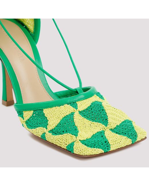 Bottega Veneta Green Hand-Crocheted Wavy Triangle Stretch Sandals